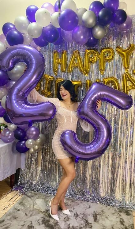 Giant Purple Number 2 Balloon Number 40 Inch, 2025 Number Balloons 2 Birthday Supplies, 2nd 12 22