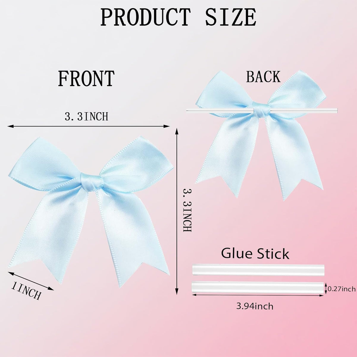 50 PCS Twist Tie Bows Satin Ribbon Bows 3.3 Inch Gift Wrap Bows Craft Bows for Gift Wrapping, Party