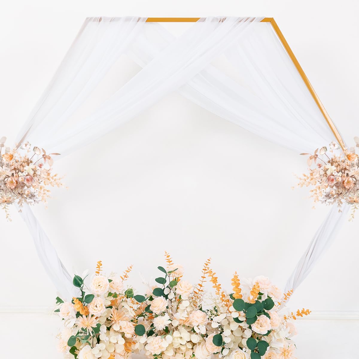 MLMC White Wedding Arch Draping Fabric 4 Panels 29" x 20 FT Extra Long Gauze Drapes Sheer Backdrop