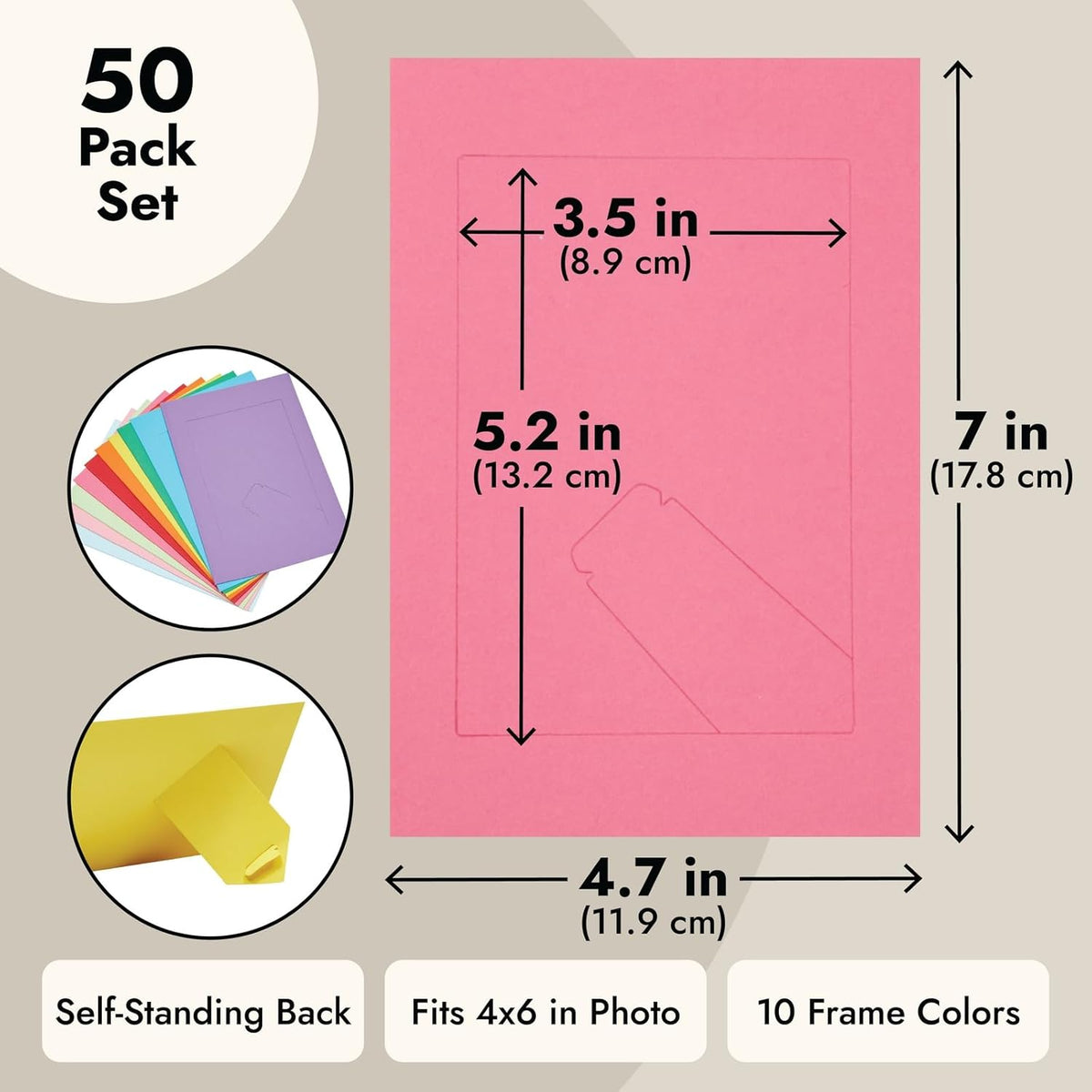 Juvale Cardstock Picture Frames - 4x6 in, Multicolor, 50 Pack - Paper Photo Frames for DIY &