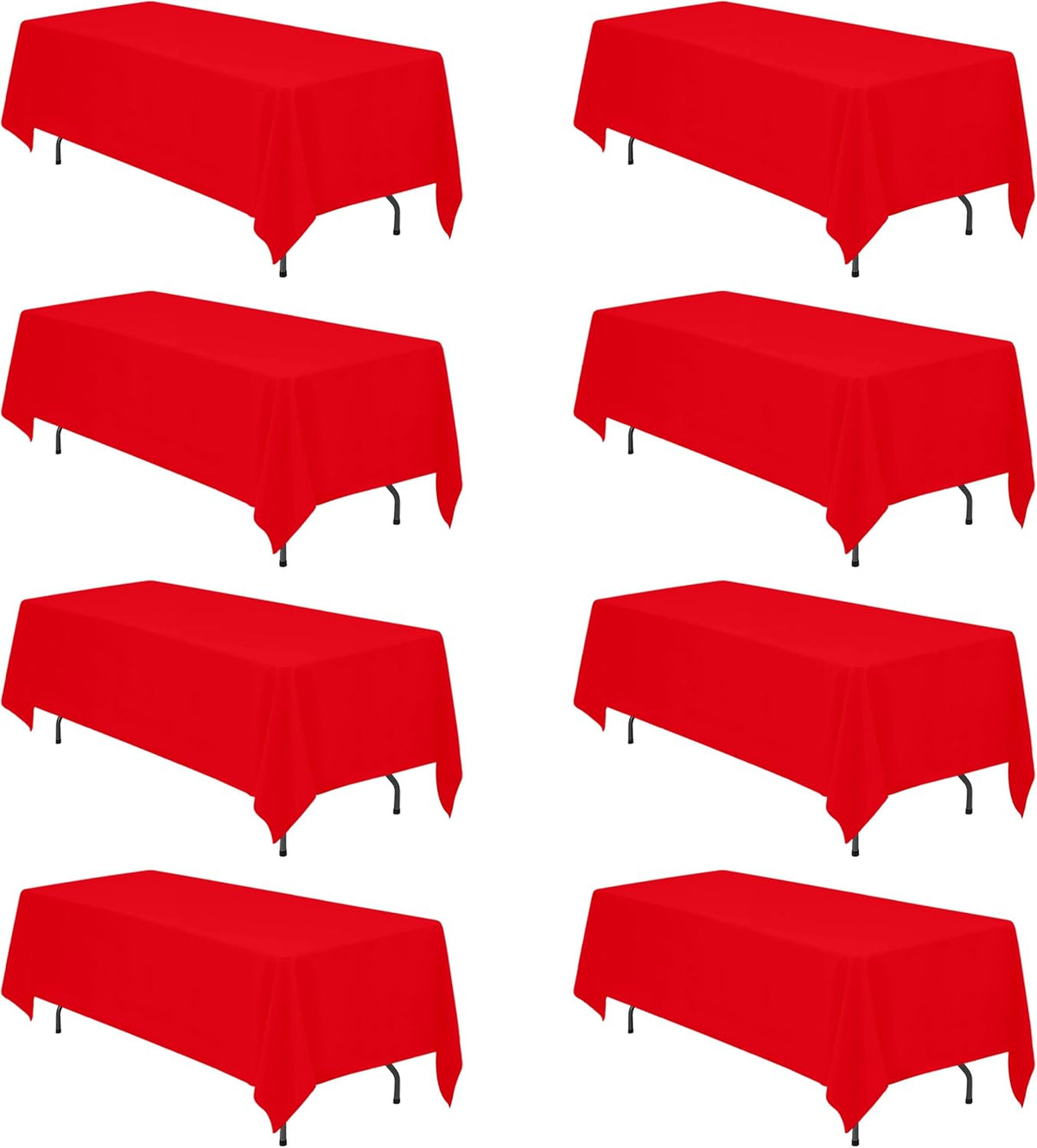BRILLMAX 8 Pack Red Tablecloths 70 x 120 Inch for 6ft or 8ft Rectangle Tables - Rectangular Bulk