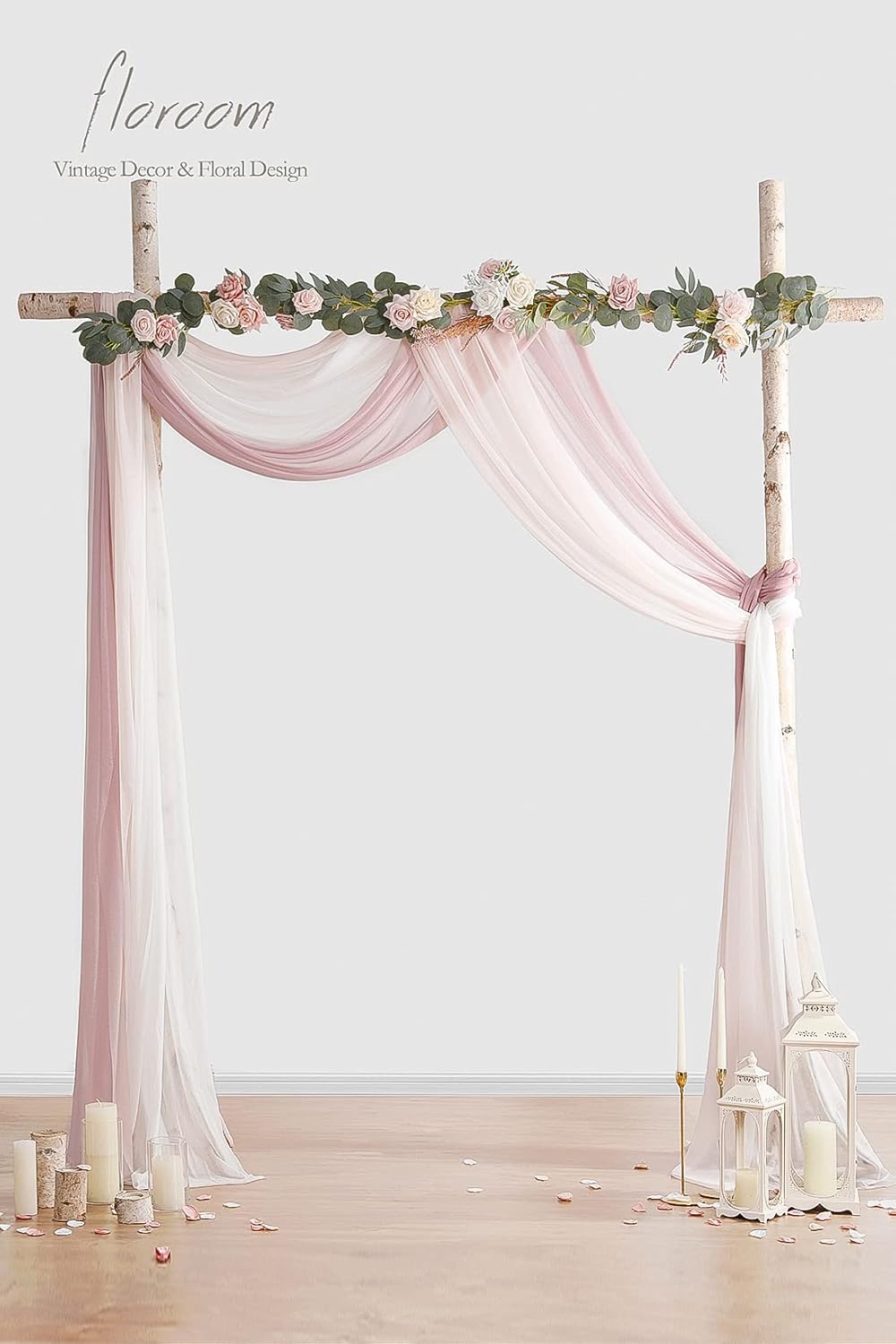 Floroom Wedding Arch Draping Fabric 3 Panels 20Ft Chiffon Fabric Drapes Arbor Drapery Wedding