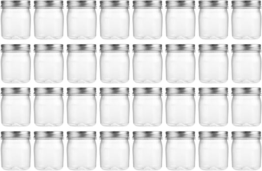 novelinks 8 oz Clear Plastic Jars with Screw-On Lids - BPA-Free Refillable Storage Containers for