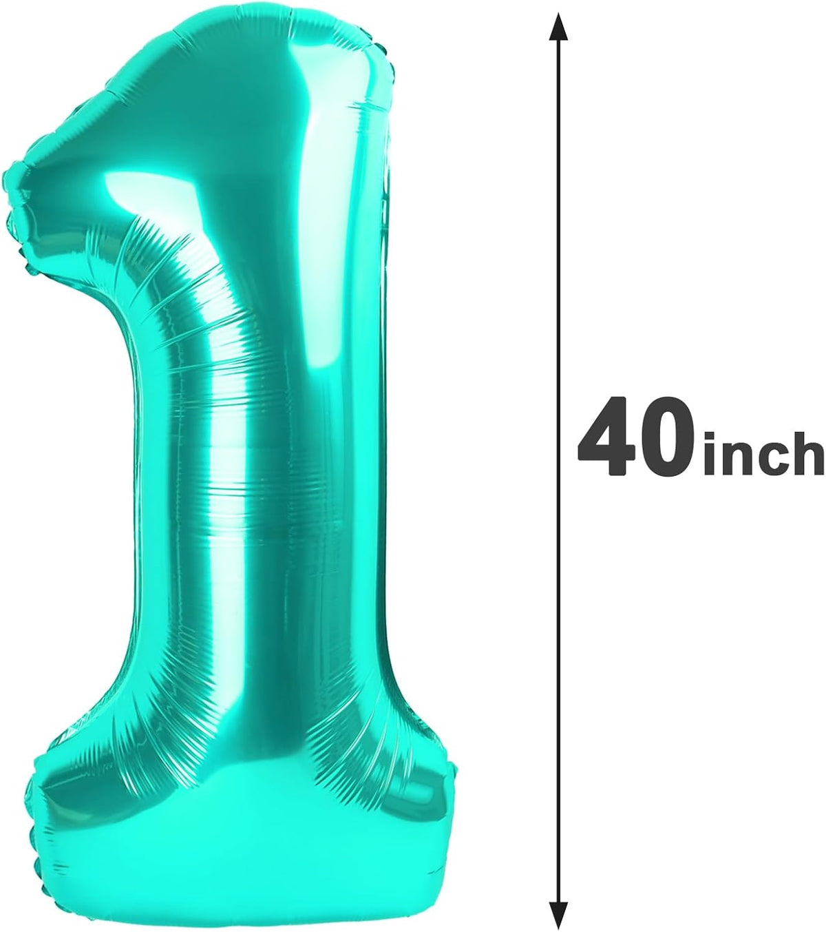 Teal Blue Number 1 Balloon 40 inch, Number 1 Birthday Balloons for Boy Girl, Teal Blue Foil One
