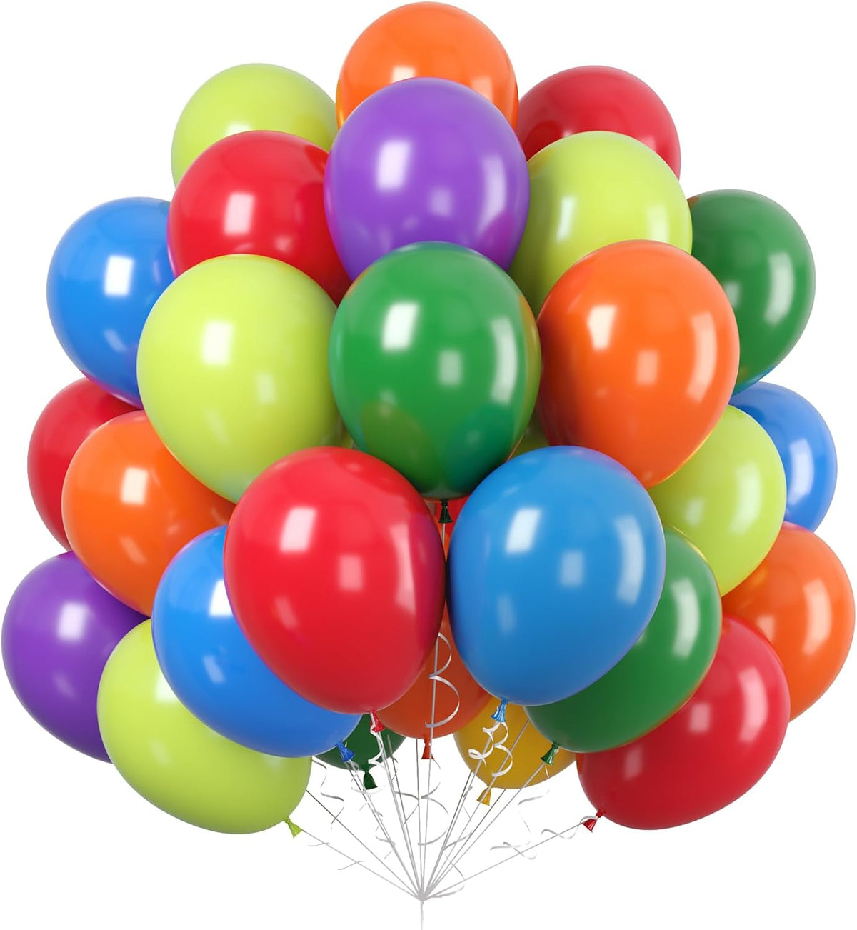 Paready Green Purple Balloons Set, 50 Pcs Colorful Balloon, 12 Inch Red Orange Blue Latex Party