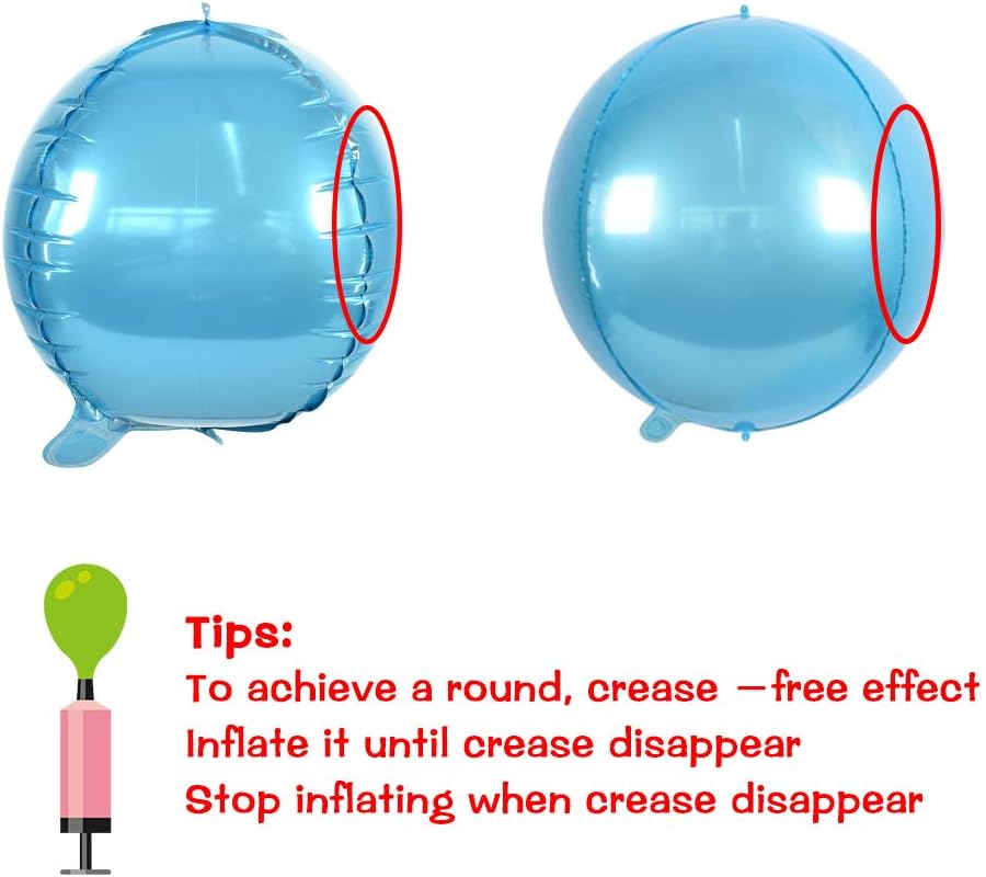 10 pcs Light Blue 4D balloon, 10 inch Foil Mylar Sphere Balloon for Birthday