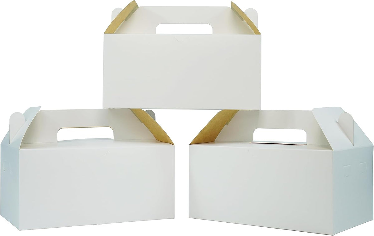 PandaPandaPPS 50 Pack White Gable Boxes (8.25"×5"×4") for Foods, Gifts and Party Favors, Goodie