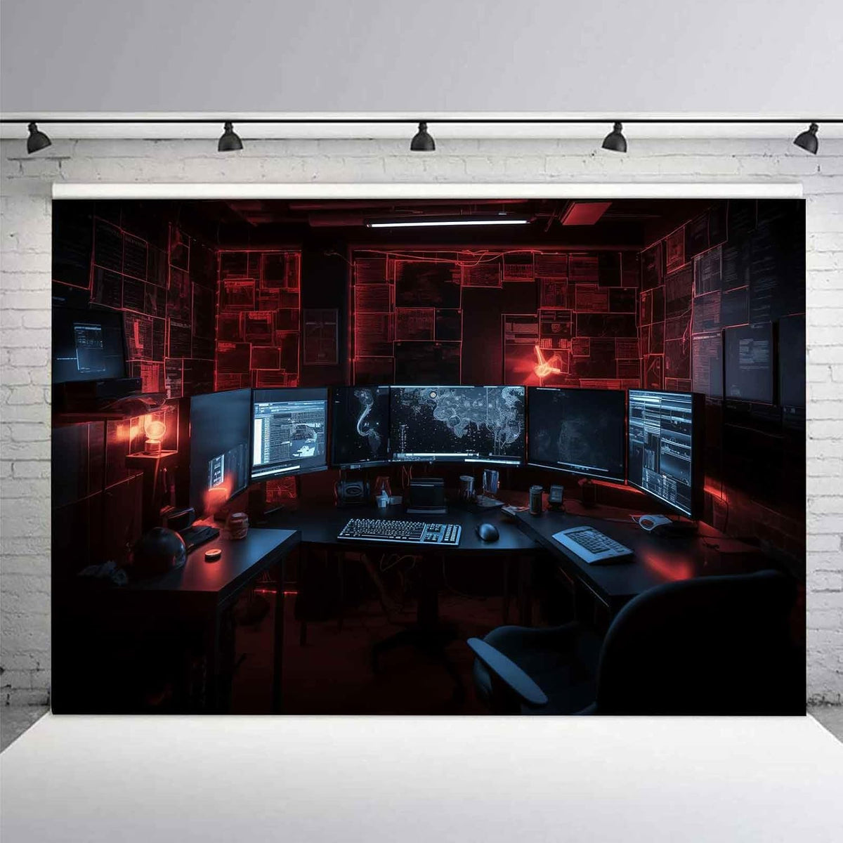 Computer Photo Backdrop Computers Hacker Room Background for Photography Party Room Decorations