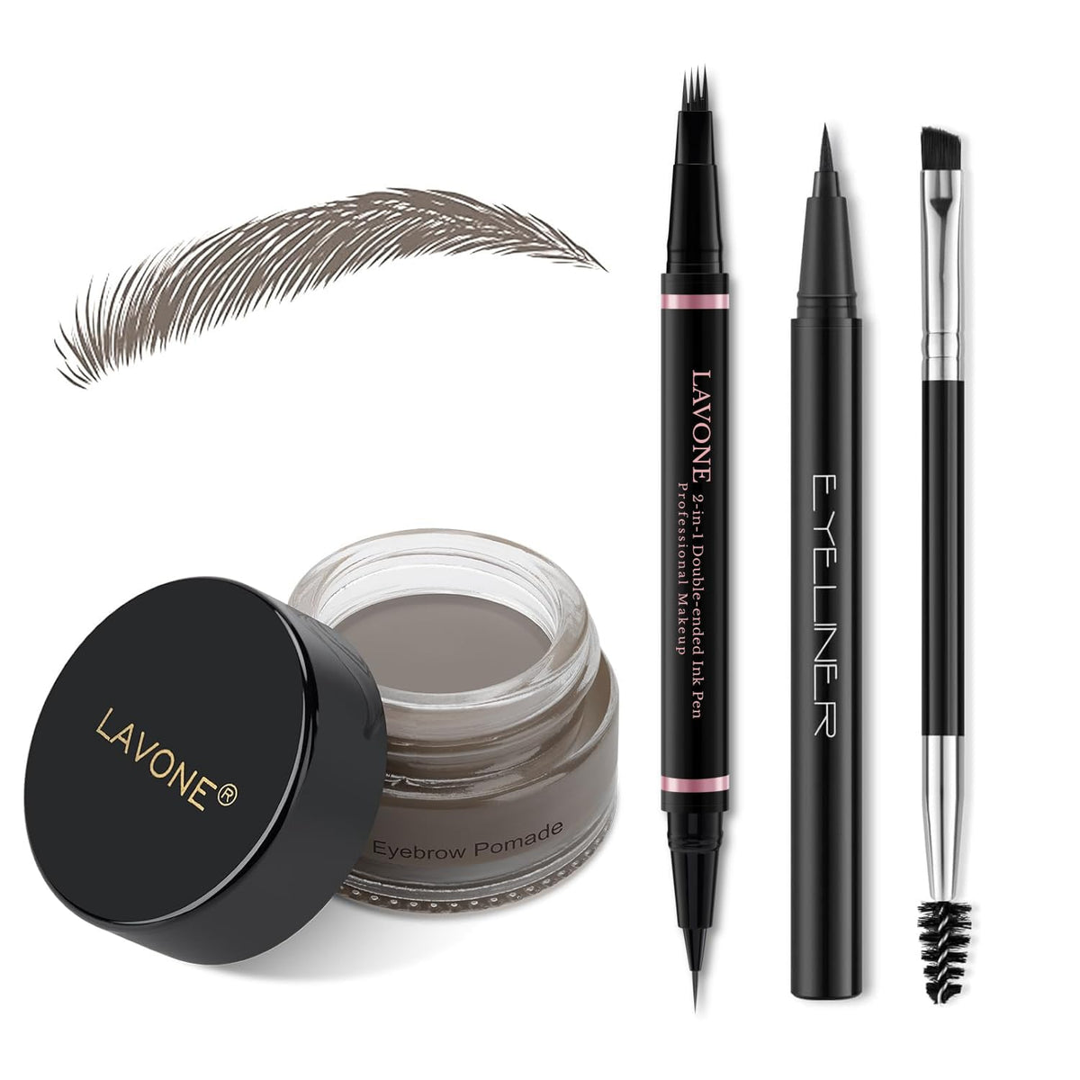 Eyebrow Pencil Makeup Kit, with Waterproof 2-IN-1 Microblading Eyebrow Pen, Eyebrow Pomade