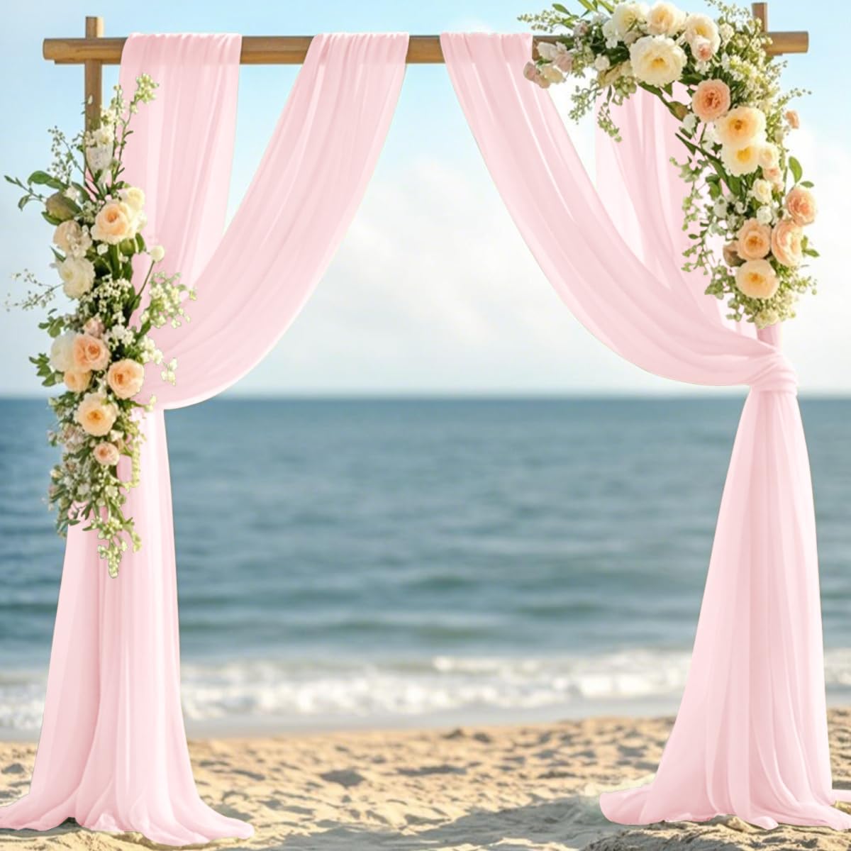 Pink Elegant Arch Draping Fabric Outdoor 1 Panel 29" × 20Ft Sheer Chiffon Curtain Drapes for Fall