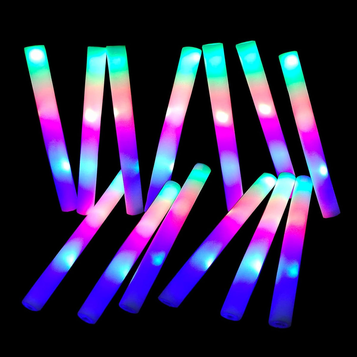 Foam Glow Sticks-192 PCS Light up Sticks Party Favor Glow in The Dark Party Supplies with 3 Modes