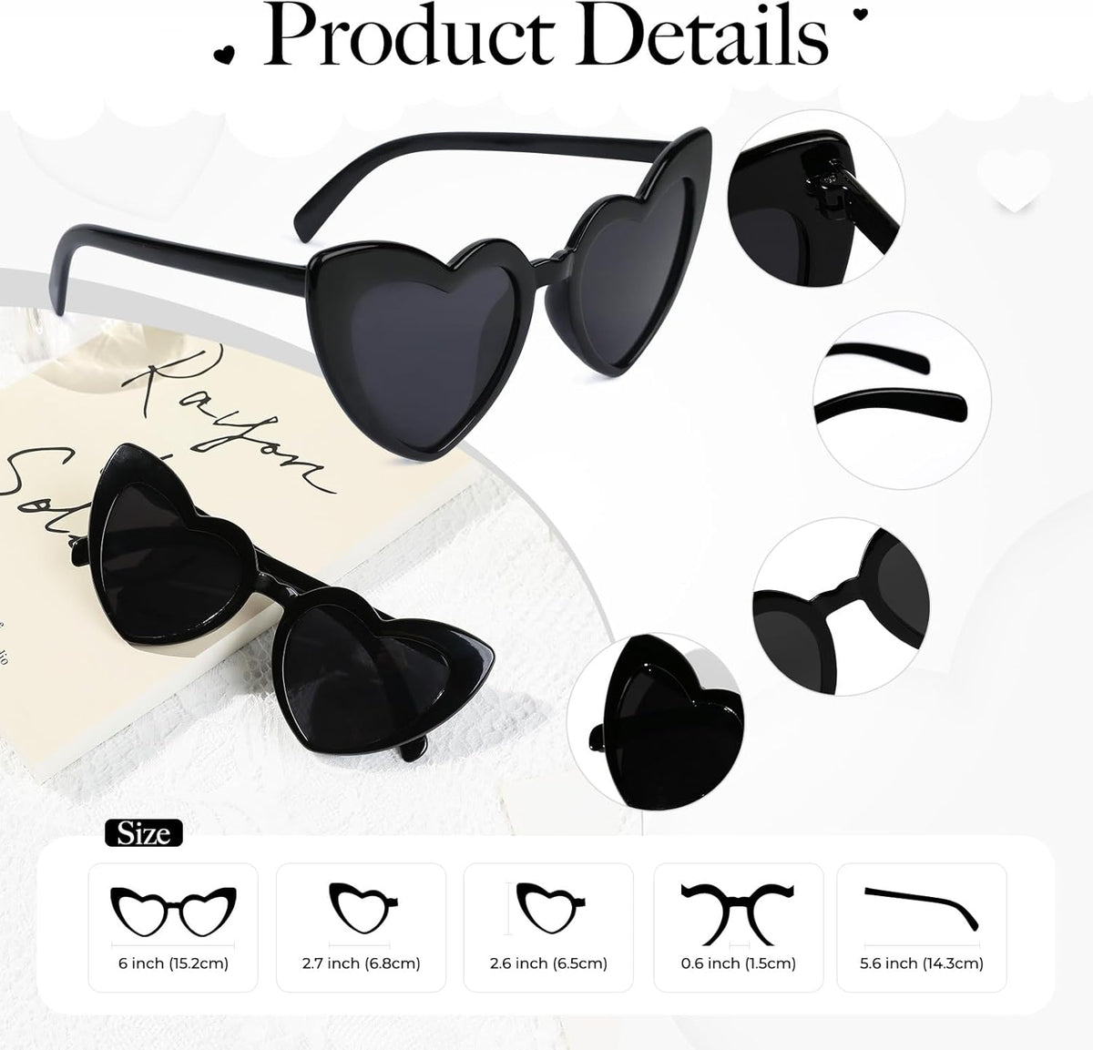 YOGFIT Heart Sunglasses for Women Fashion Classic Love Eye Protection Sunglasses Vintage Cute Heart