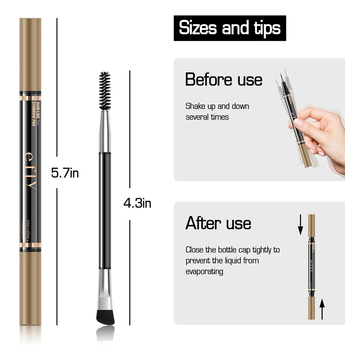 Eyebrow Pencils for Women, Microblading Eyebrow Pen Magical 2-in-1 Dual-Ended Brow Pen with 3D &