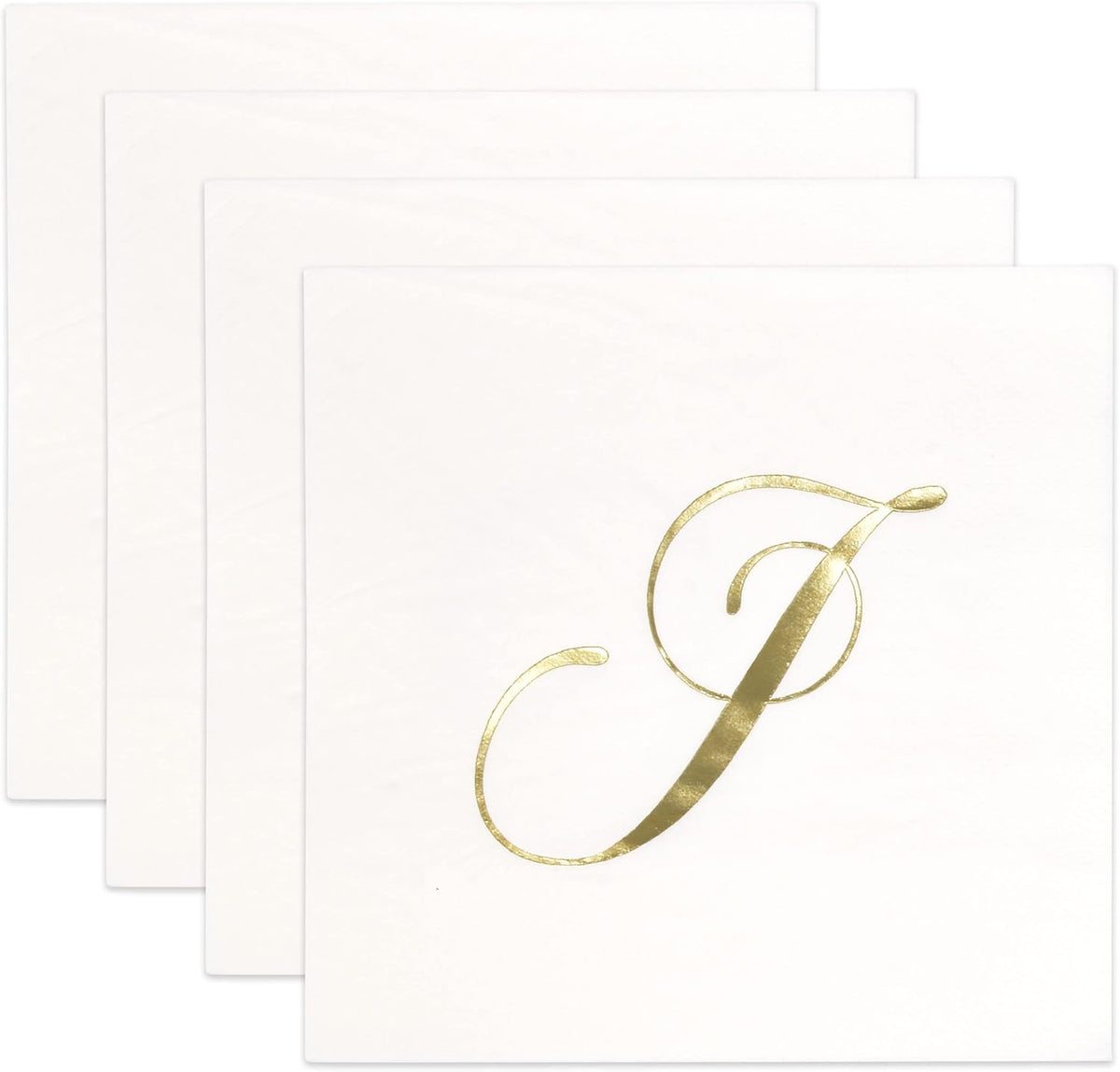 Gift Boutique 100 Gold Foil Monogram J Cocktail Napkins Disposable Paper Hand Towels for Wedding