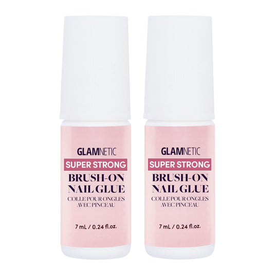 Glamnetic Super Strong Brush On Nail Glue (2 Bottles) | Brush Tip Applicator, Mess Free, Travel