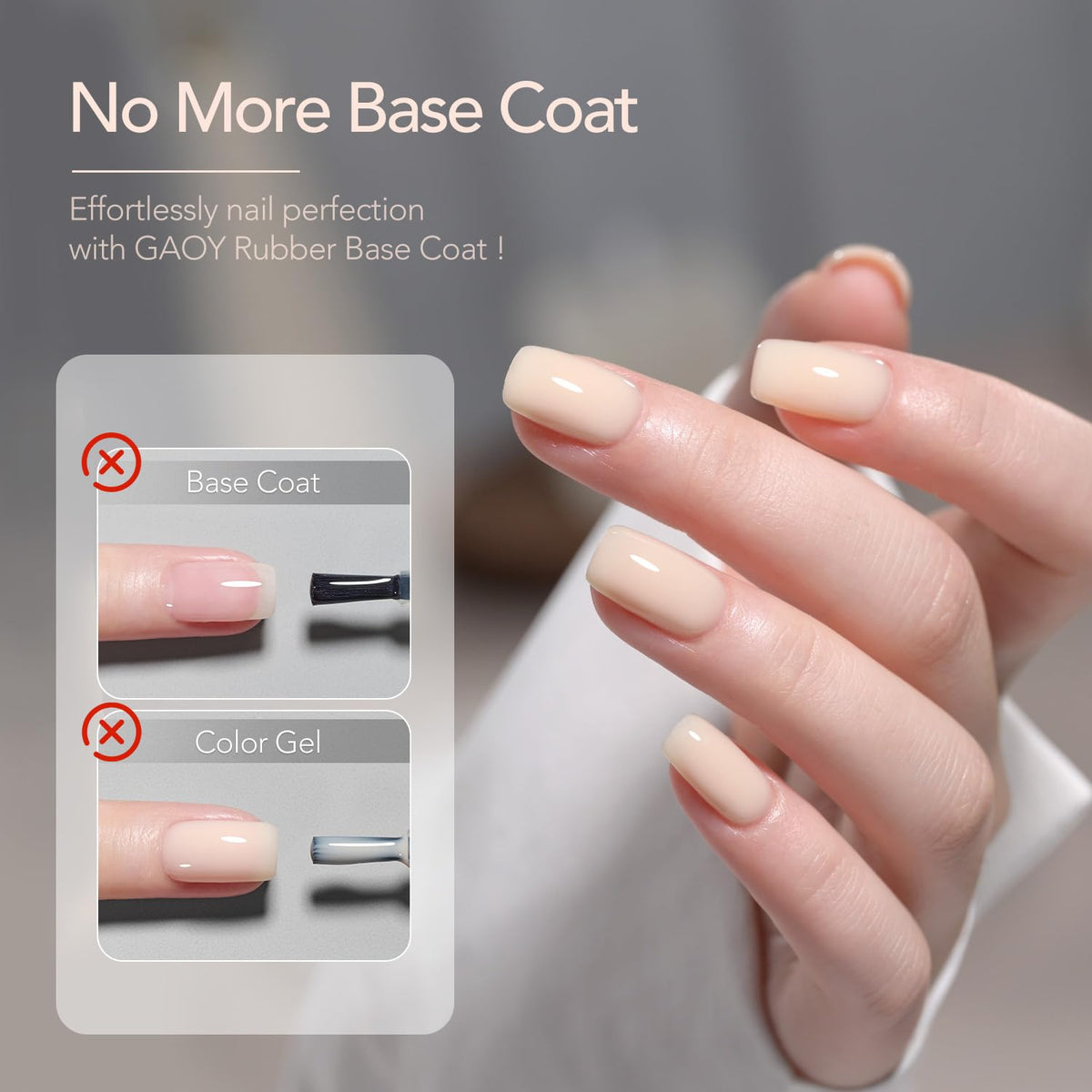 GAOY 6 Colors Rubber Base Gel Set, Jelly Builder Base Nail Gel Sheer Nude White Pink, 2-in-1 Soak