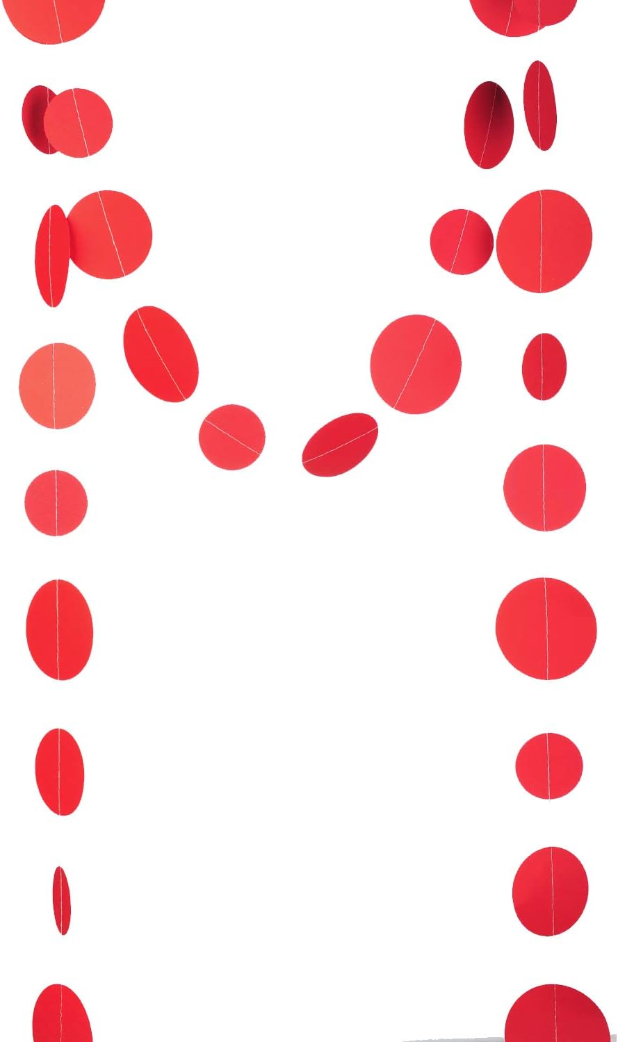 Red Paper Garland Circle Dot Party Banner Wall Streamers Backdrop Ceiling Hanging Decorations, 20