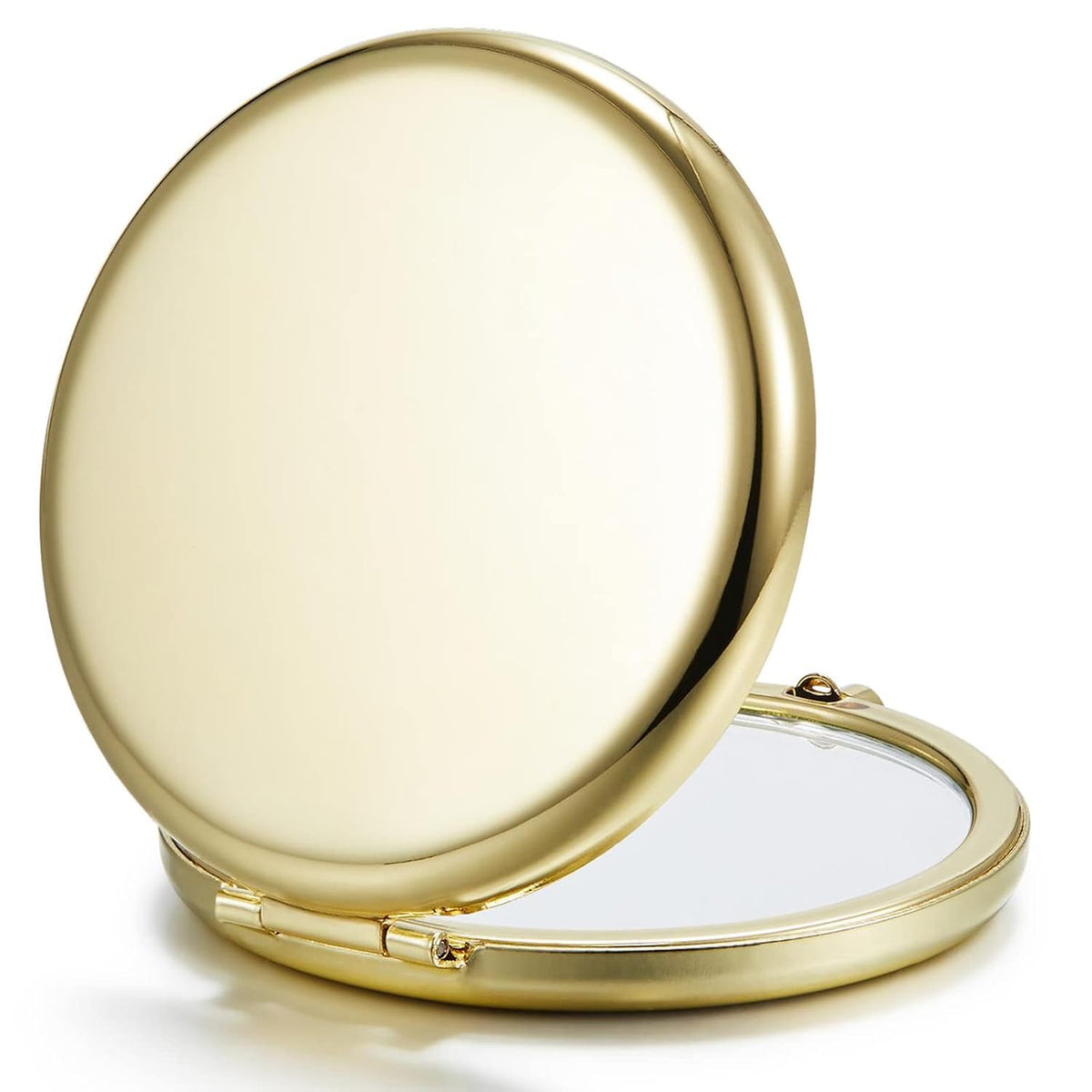 Compact Mirror Bulk, Set of 100 Double-Sided 1X/2X Magnifying Metal Pocket Makeup Mirrors(Round