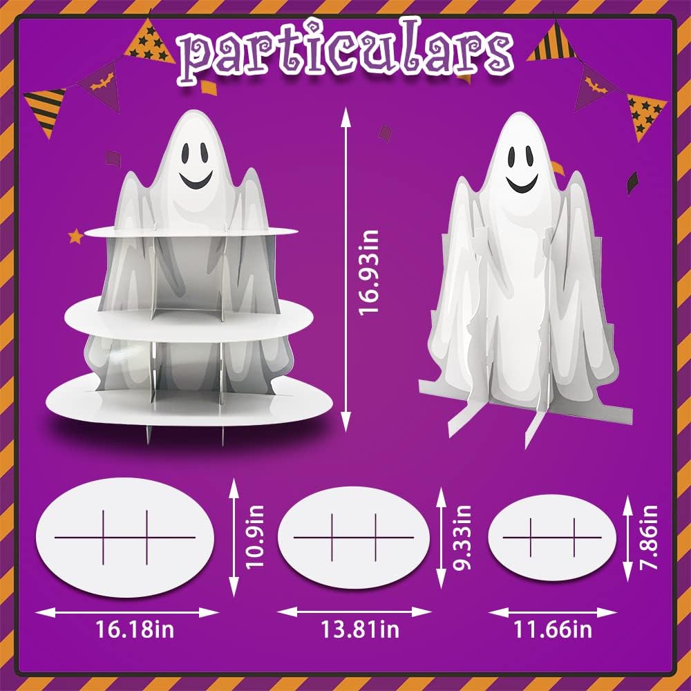3-Tier Halloween Cupcake Stand Tower Halloween Castle Cake Stand Halloween Round Cardboard Dessert