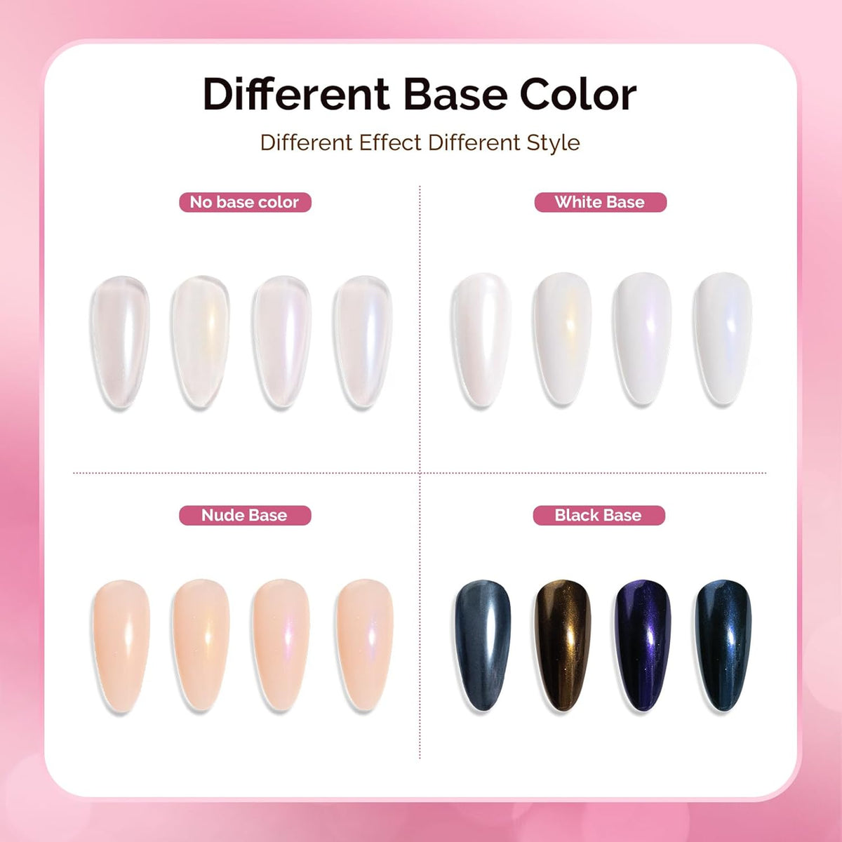 MelodySusie 4Pcs Chrome Nail Powder for Gel Nails, Aurora Fine Glitter Powder Mirror Effect Pigment