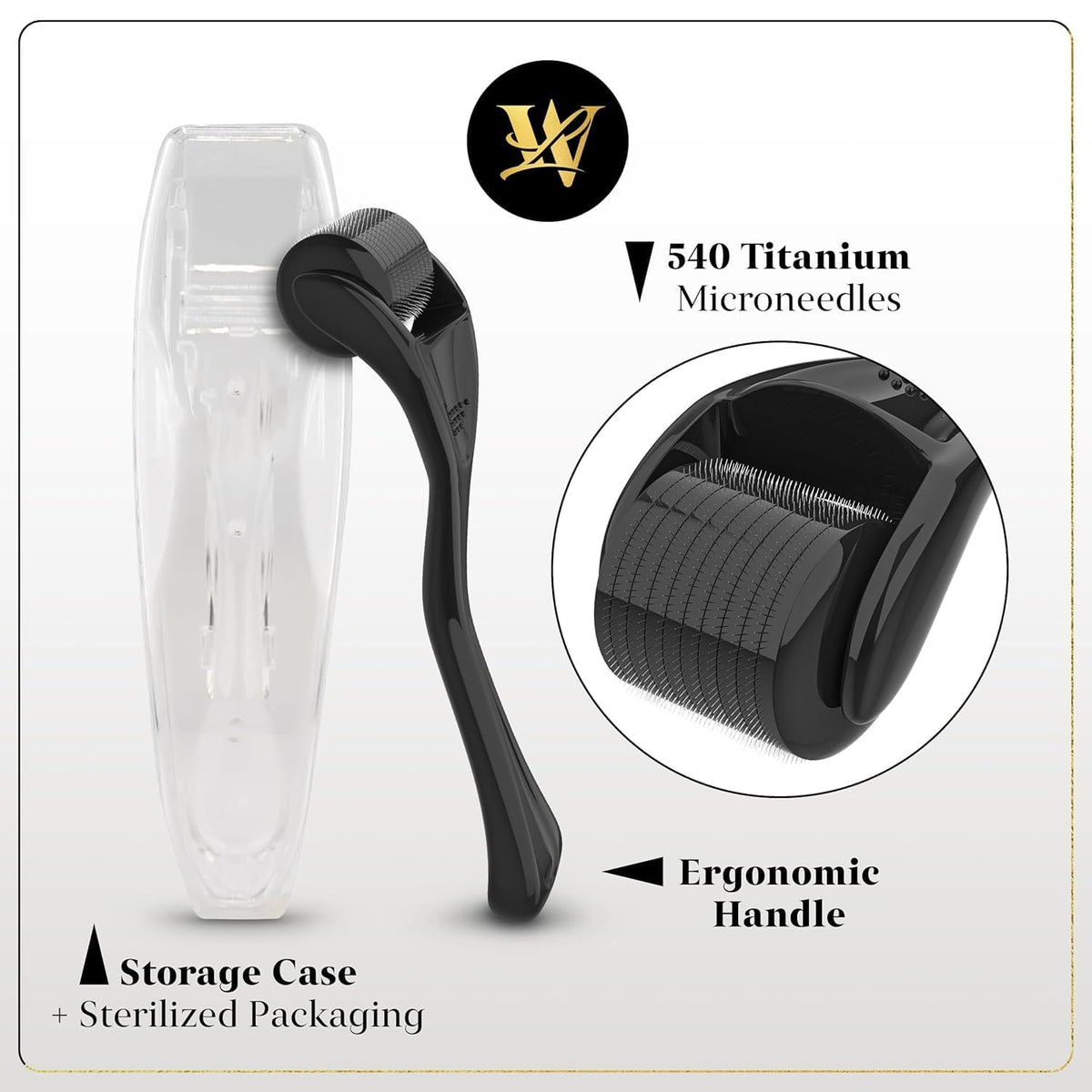 Derma Roller for Skin, Hair & Beard – Women and Men Titanium Microneedling Roller for Face & Scalp