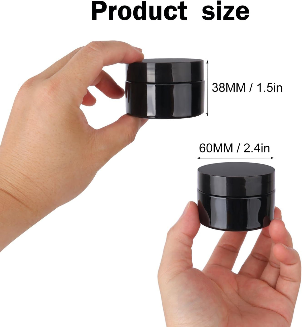 110 Packs 2 OZ Black Plastic Jars with black Lids, Body Butter Containers, Cosmetic Containers jars