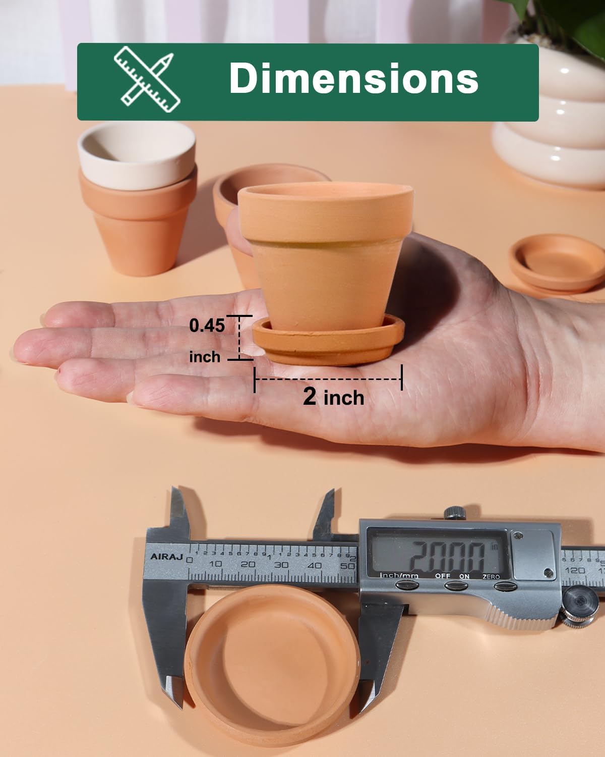 vensovo 2 Inch Terracotta Plant Saucer Pots Tray - 12 pcs Mini Planter Saucers for Indoor & Outdoor