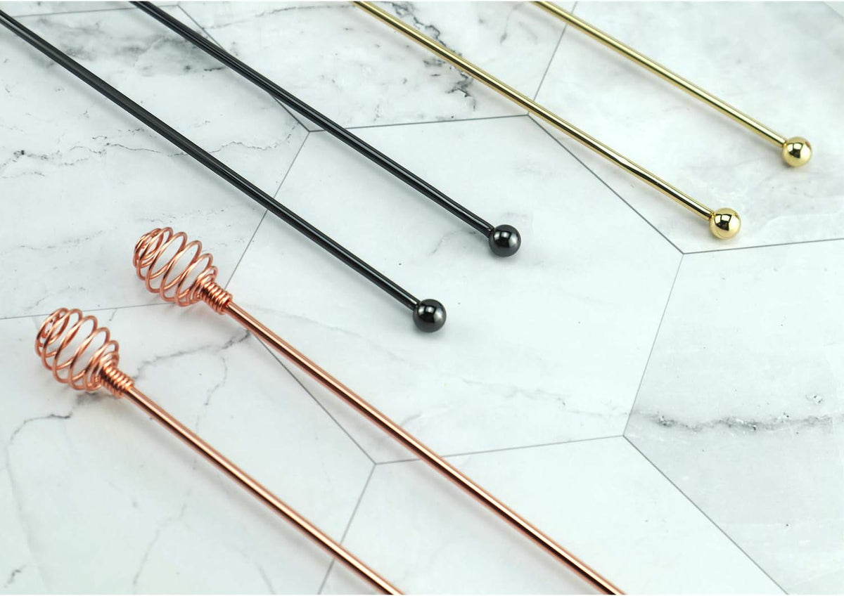 Coffee Stir Sticks,BURLIHOME Specialty Spoons Stainless Steel Spherical Mixing Spoon Solid/Hollow
