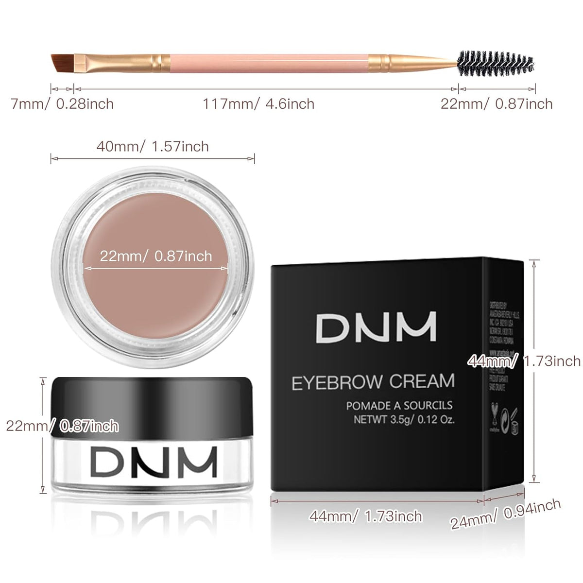 2Pcs Brow Pomade Set with Dual-ended Eyebrow Brush, High pigment Water proof Natural finish Eyebrow