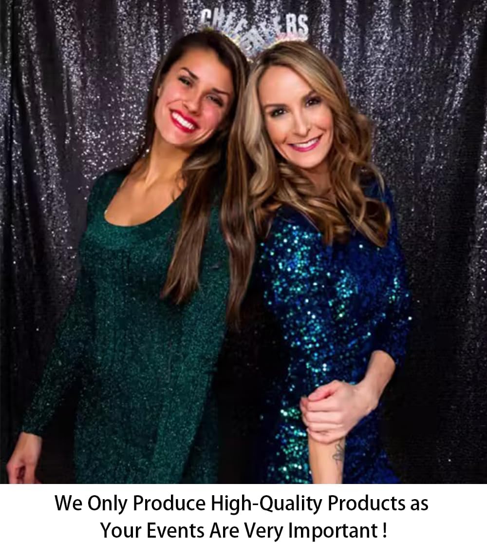 ShinyBeauty 10x10FT Black Sequin Backdrop | Photography & Wedding Background | Glitter Photo Booth