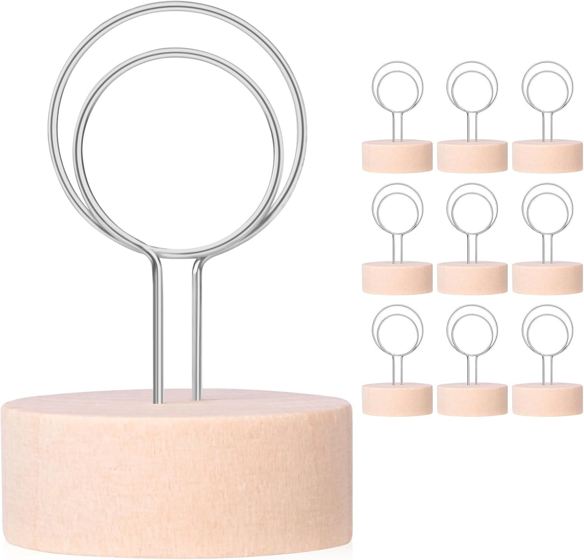 Table Number Holders Pack of 10 Metal Wire with Wooden Base for Better Stability Place Card Holders