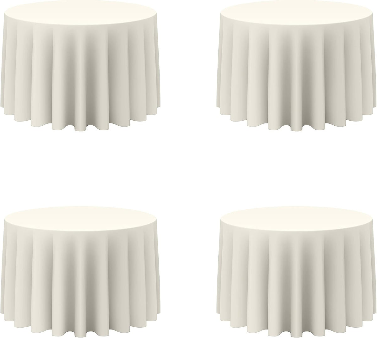 BRILLMAX 4 Pack Ivory Round Tablecloths 108 Inch - Circle Bulk Linen Polyester Fabric Washable