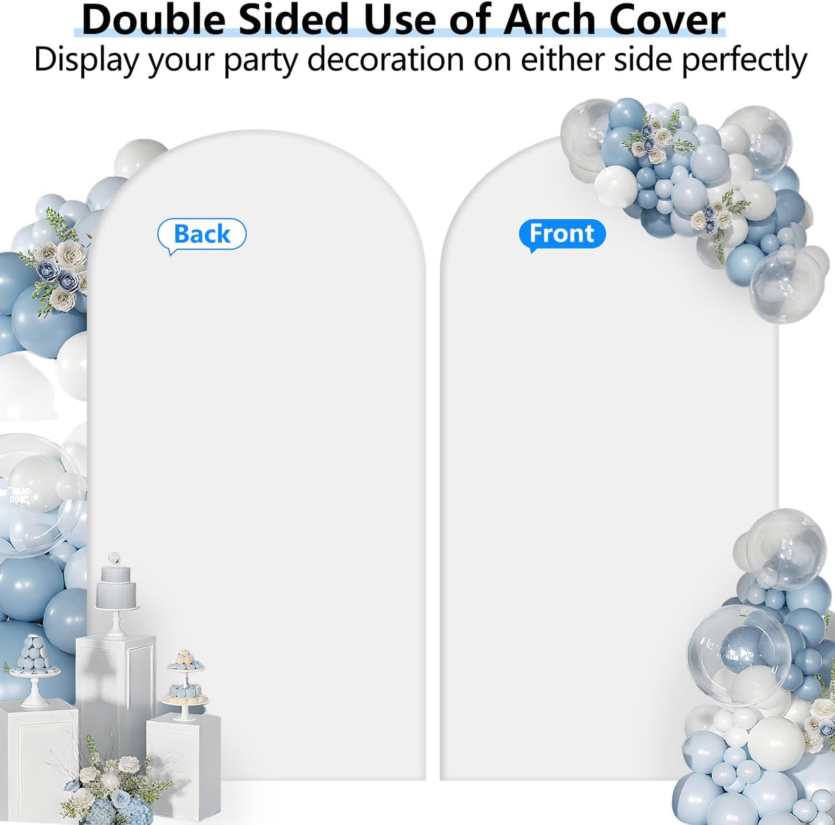 Hemmotop 7.2 ft White Arch Backdrop Cover (No Arch Stand) - Double-Sided Spandex Arch Covers