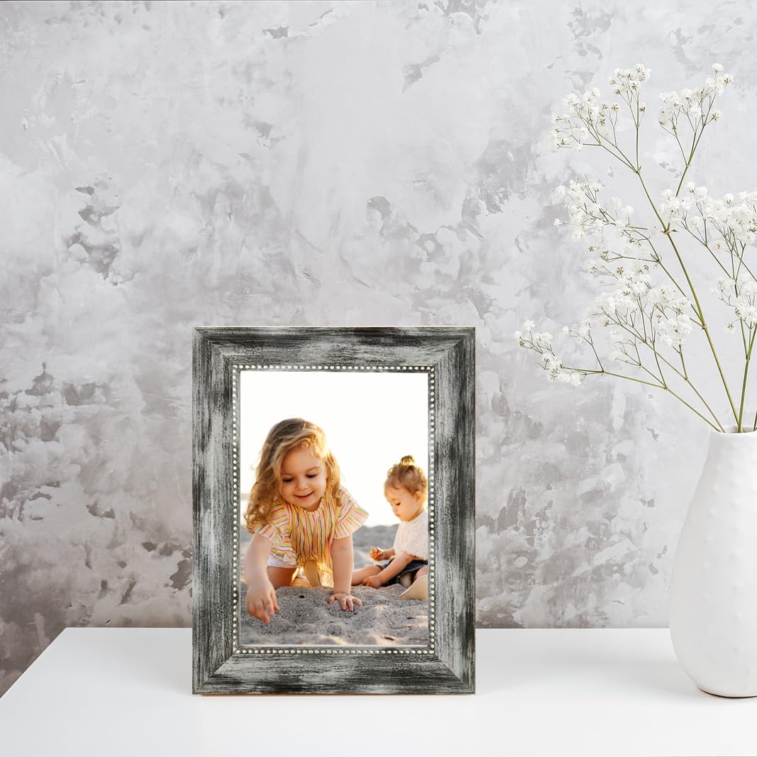 5x7 Picture Frames Set of 4 Vintage Photo Frame, Rustic Retro Photo Frame with Real