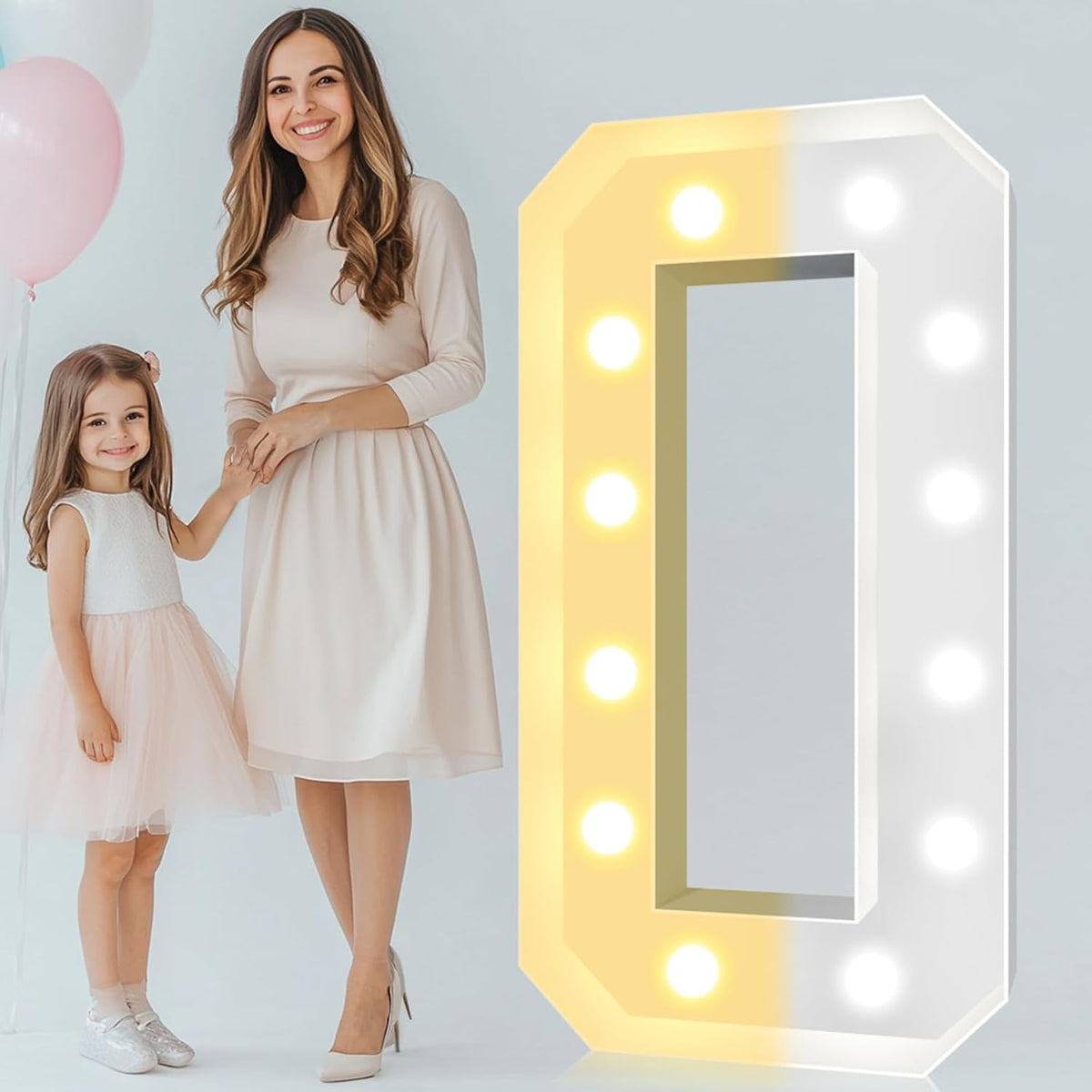 Pooqla 4 FT Light Up Marquee Letters, Giant Mosaic Letter Cool White and Warm White LED, Large