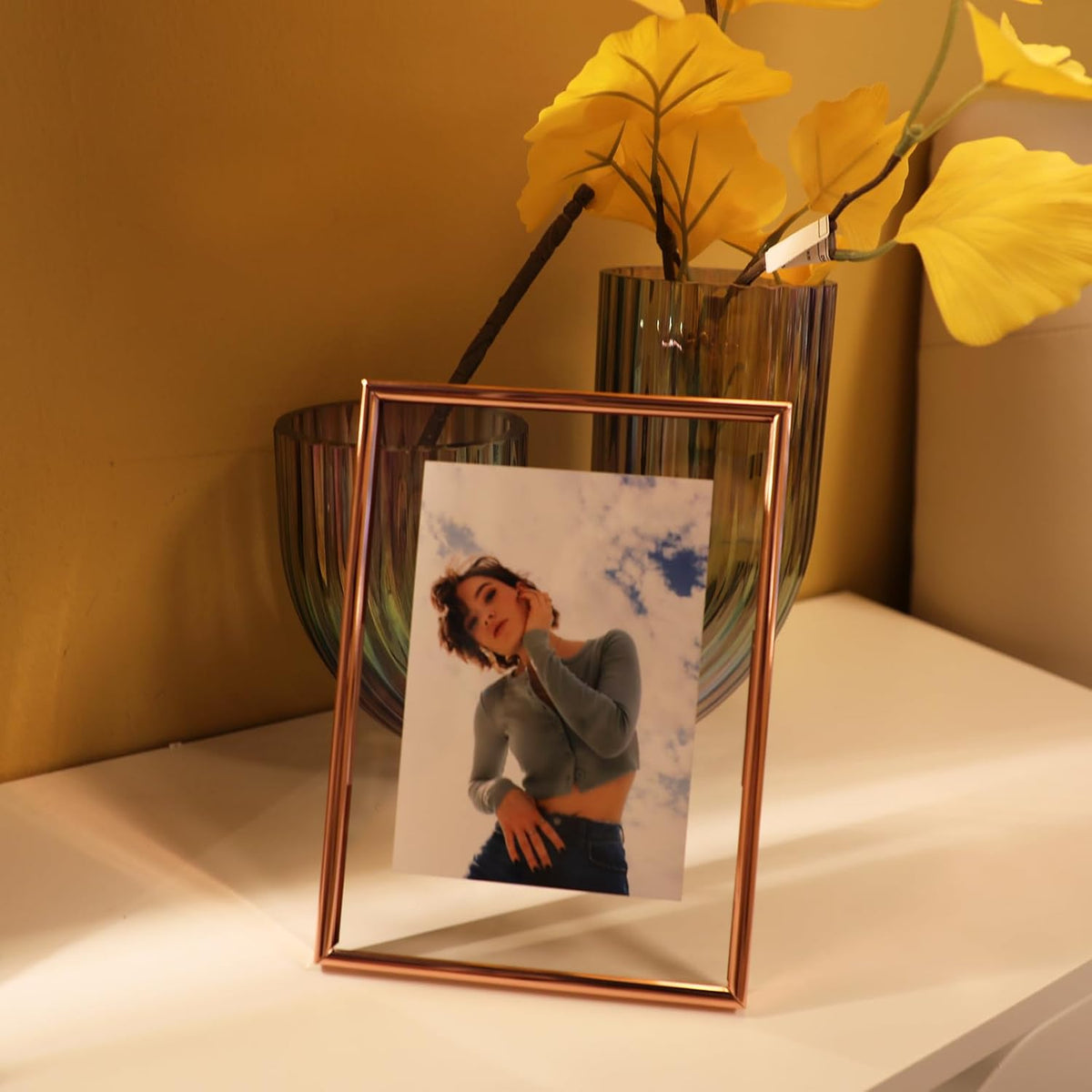 Rose Gold Floating Frame (5"x7",Vertical) with “Heart”, For Picture 4x6,3x5, 2x3, Classy Gift For
