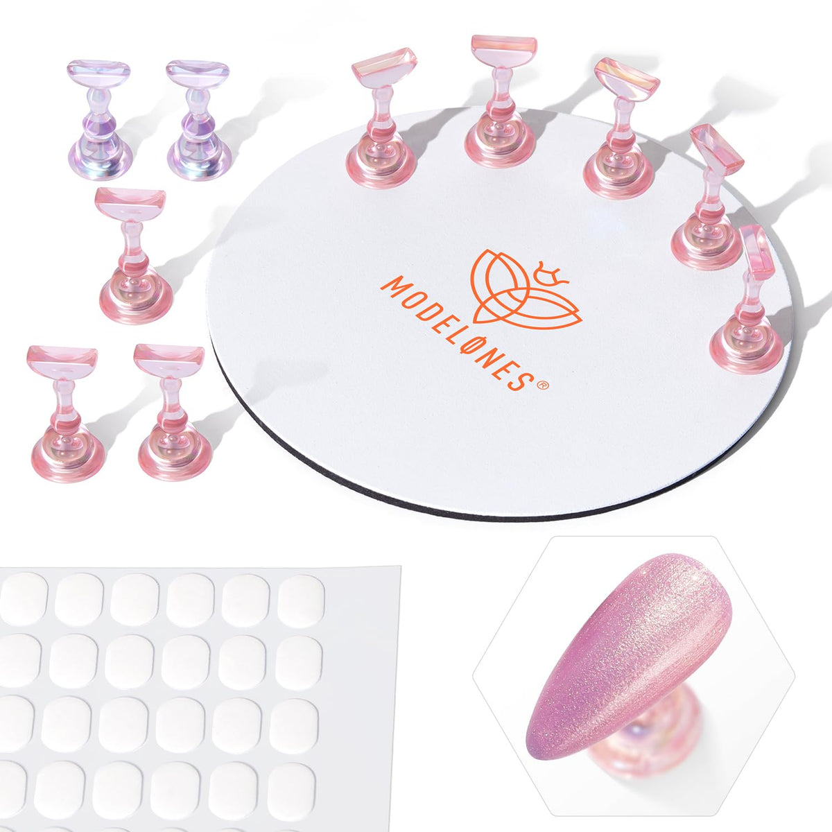 Modelones Nail Stand Set, Magnetic Nail Stands for Press ons False Nail Tips Practice Acrylic