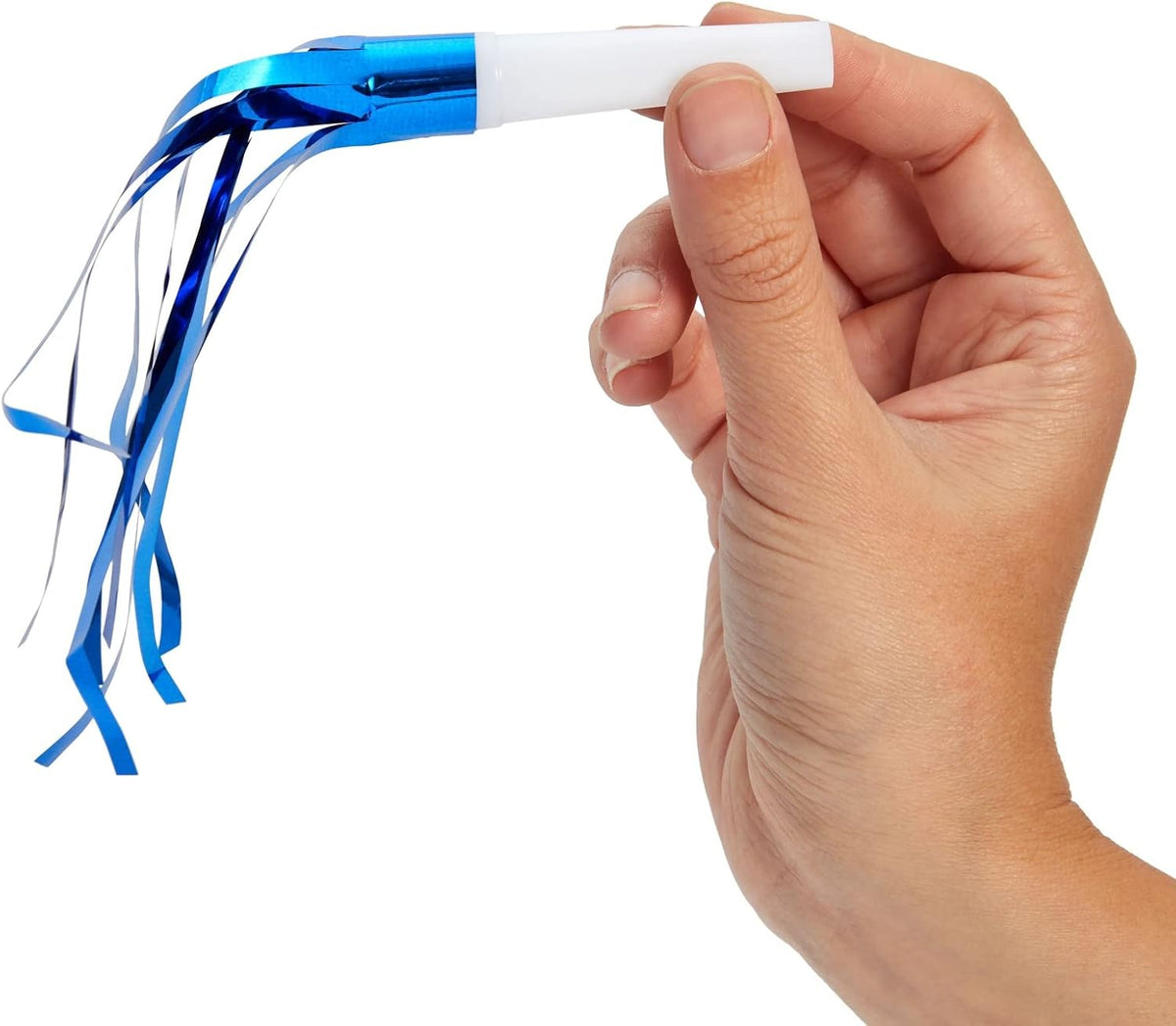 Juvale Party Noise Makers & Horns 50-Pack 5 Colors - Plastic Blow Pipes with Tinsel Fringe - Bulk