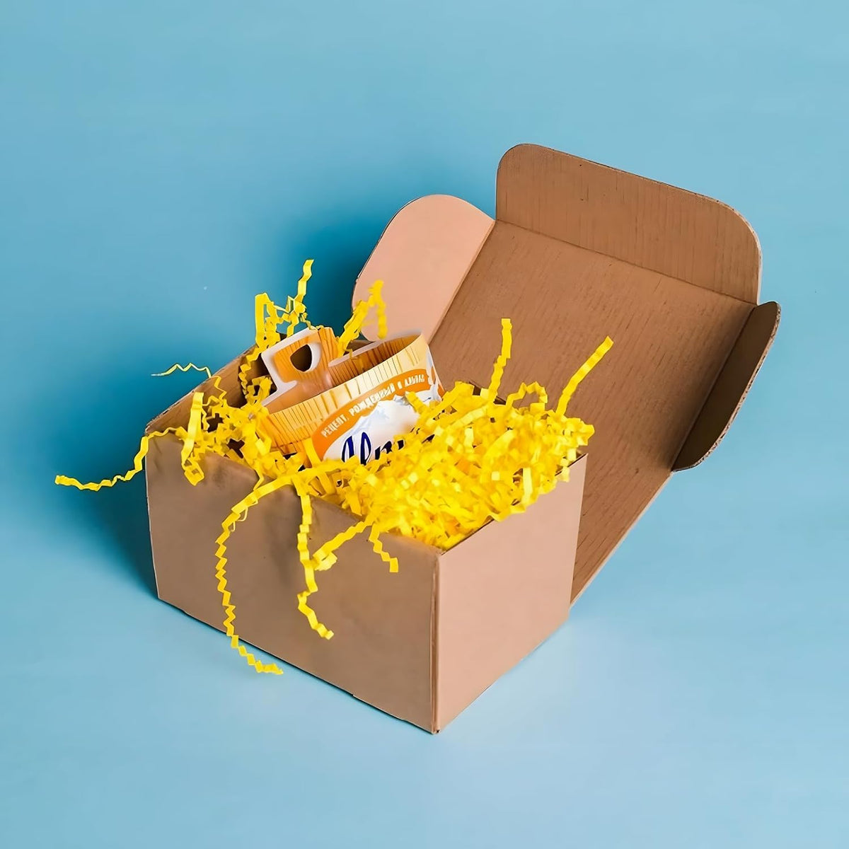 Zankubom 1 LB Lemon Yellow Crinkle Cut Paper Shred Filler Great for Gift Wrapping, Lemon Yellow