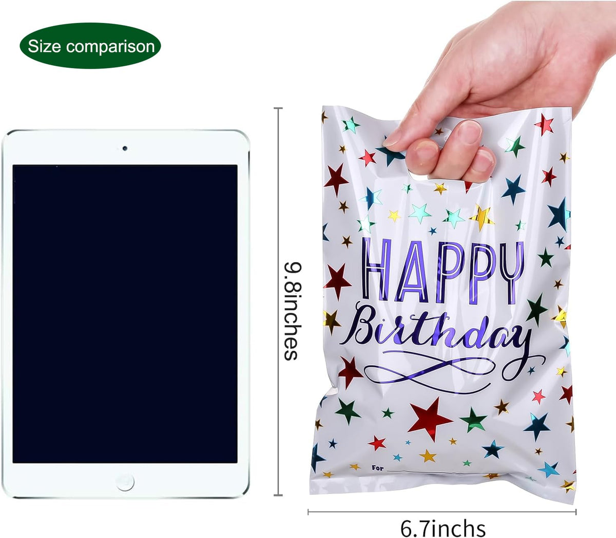 PintreeLand Happy Birthday Party Favor Bags 40 PCS, Plastic Goodies Loot Gift Bags Bulk for Kids