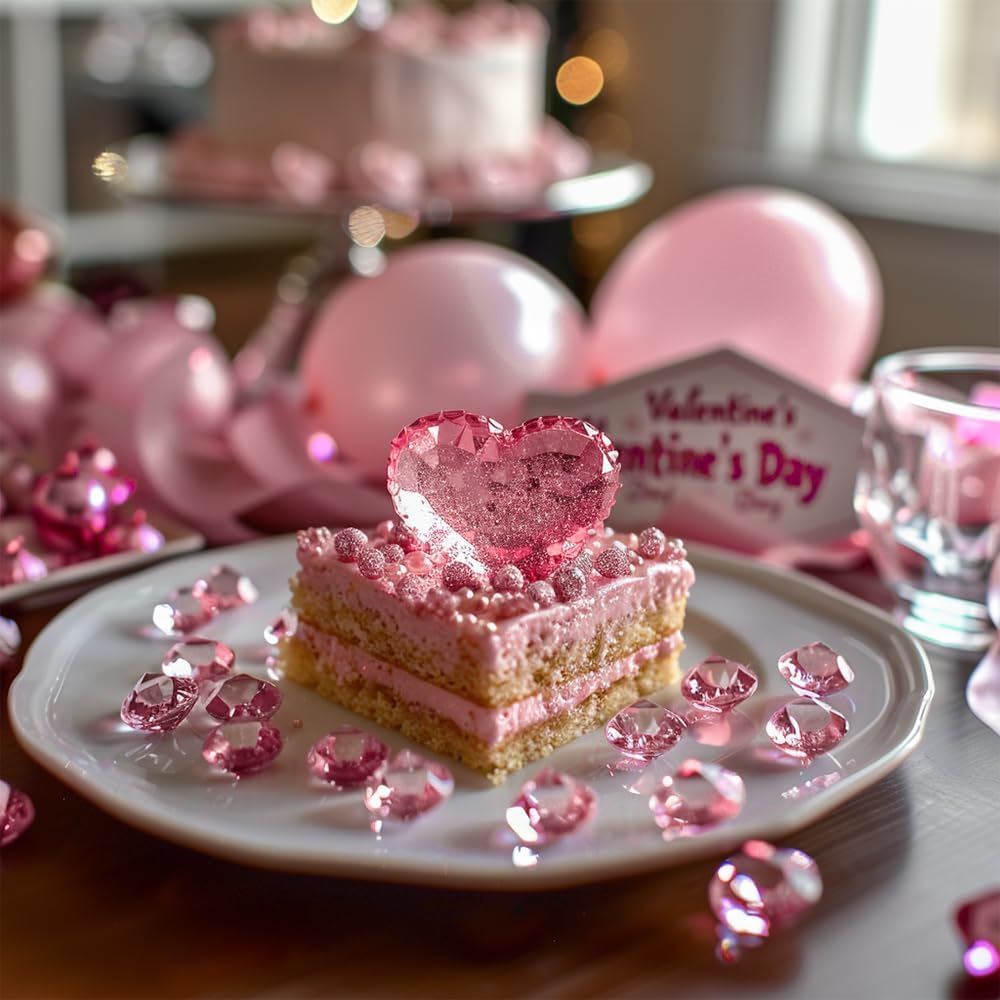 HappyFiller 250 PCS Pink Acrylic Crystals Gems 20 mm Fake Diamonds Party Favors Confetti Wedding