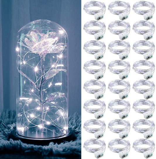 ZGWJ 24 Pack Fairy Lights Battery Operated, 7ft 20 Mini LED Fairy String Lights Silver Wire 3 Modes