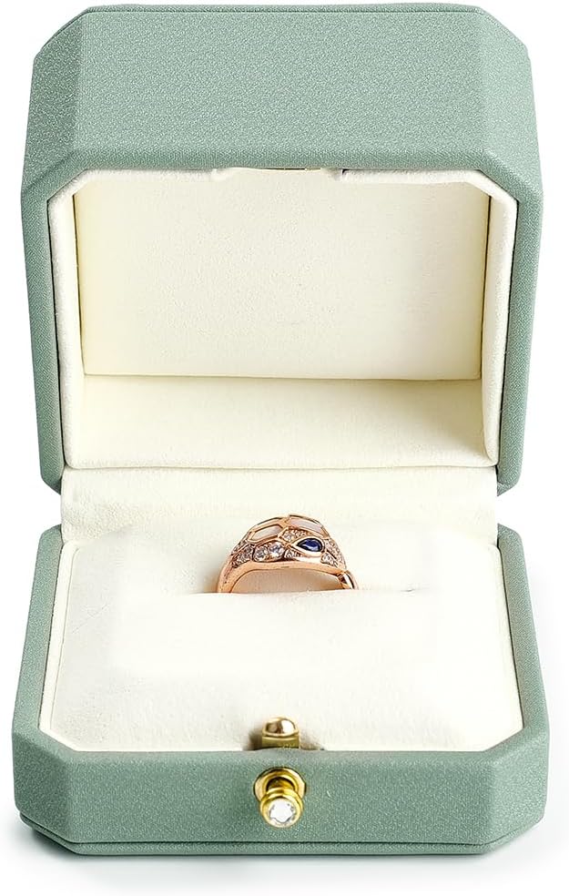Oirlv Luxury Leather Ring Box for Jewelry Gift Octagon Women Ring Holder for Wedding Day, Proposal