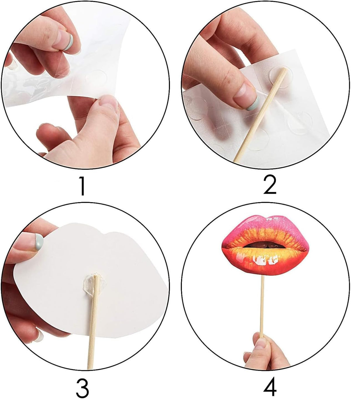40pcs Party Photo Booth Props, Funny Lips Mouth Selfie Props Accessories with Stick for Halloween