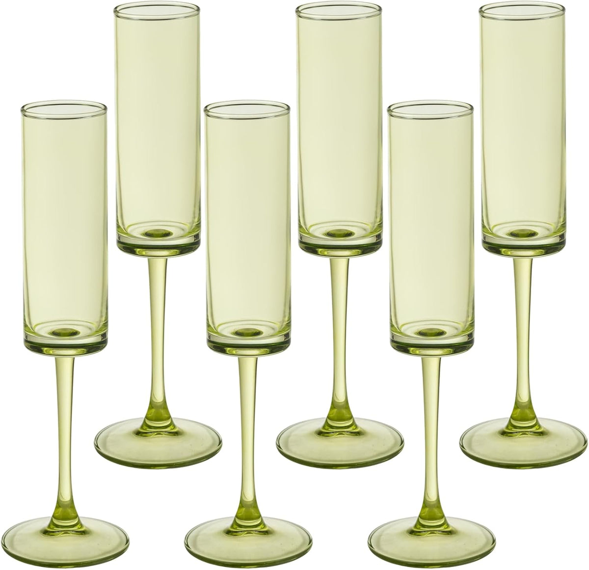6 Pieces Green Champagne Flutes 6 OZ Straight Sided Wine Glasses Champagne Long Stem Drinking