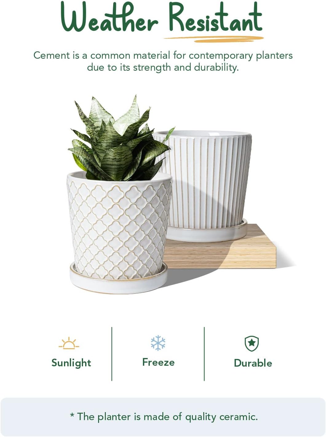 LE TAUCI Ceramic Pots for Plants, 5.4 Inch Plant Pots with Drainage Hole and Saucer, Indoor Plant