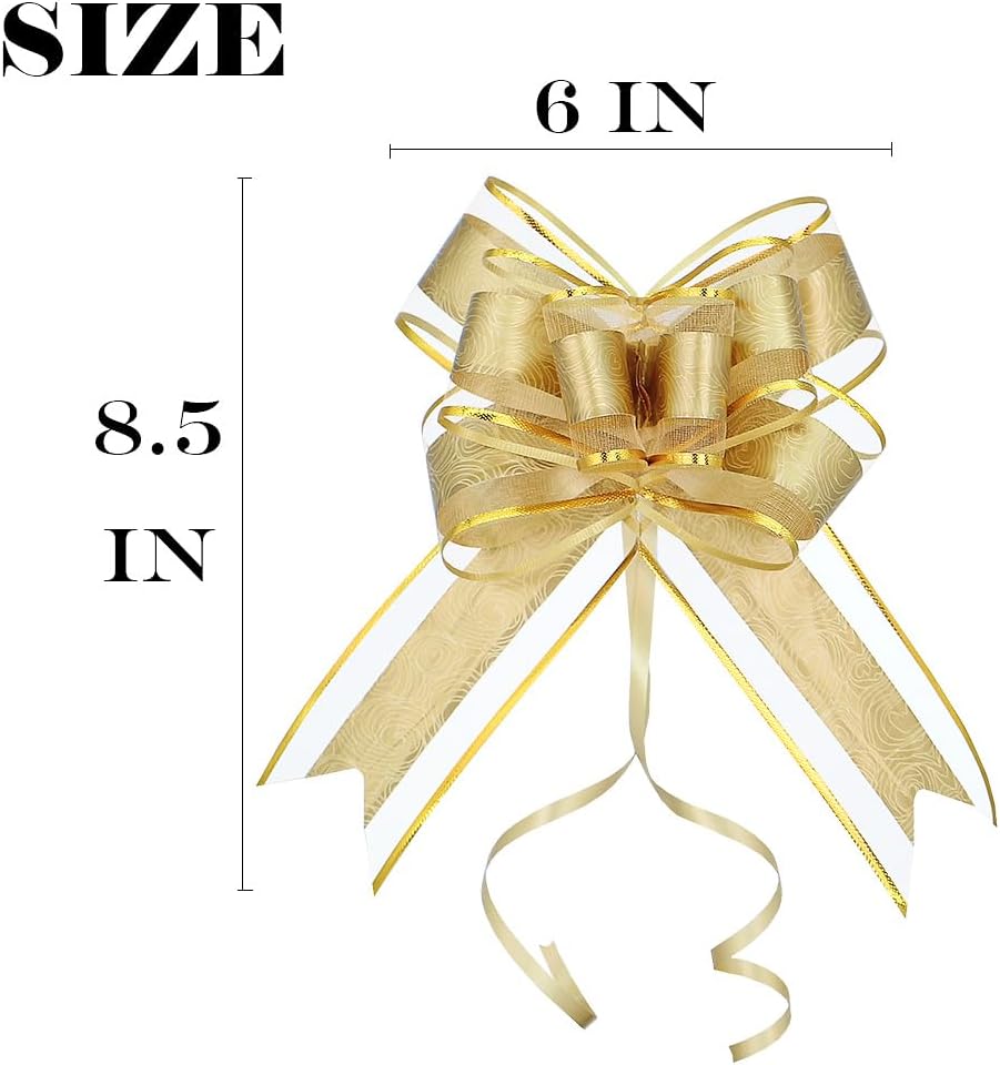 WEWILUCK Bows for Gift Wrapping, 15PCS Gold Bows for Gifts, Presents, Gift Baskets, Large Bow for