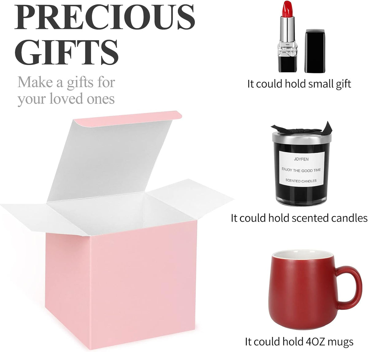 COTOPHER Small Gift Boxes 60 Pack 4x4x4 inches Pink Gift Boxes with Lids for Gifts, Crafting