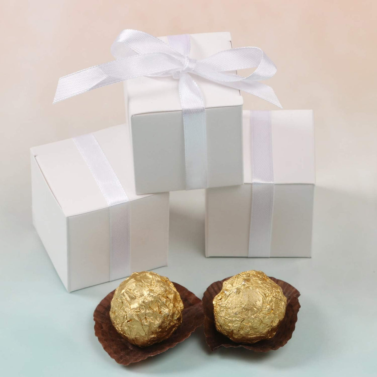 COTOPHER 60pcs Small Gift Boxes, Favor Boxes 2x2x2 inches Paper Gift Boxes with Ribbons Candy Box
