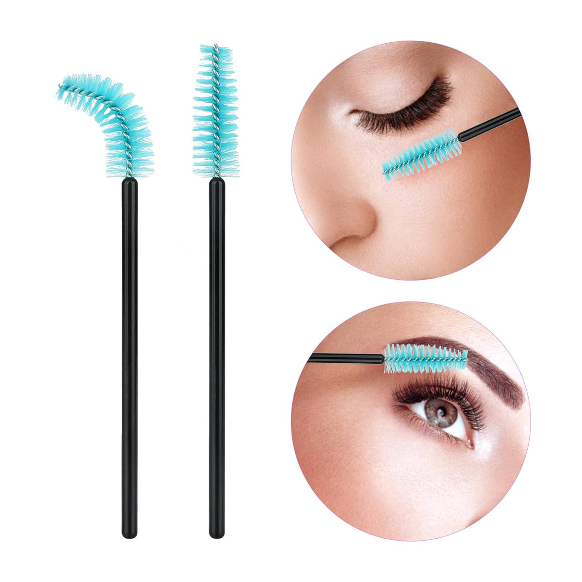 G2PLUS 100PCS Disposable Eyelash Brushes, Adjustable Mascara Wands Makeup Applicator, Lash Spoolies